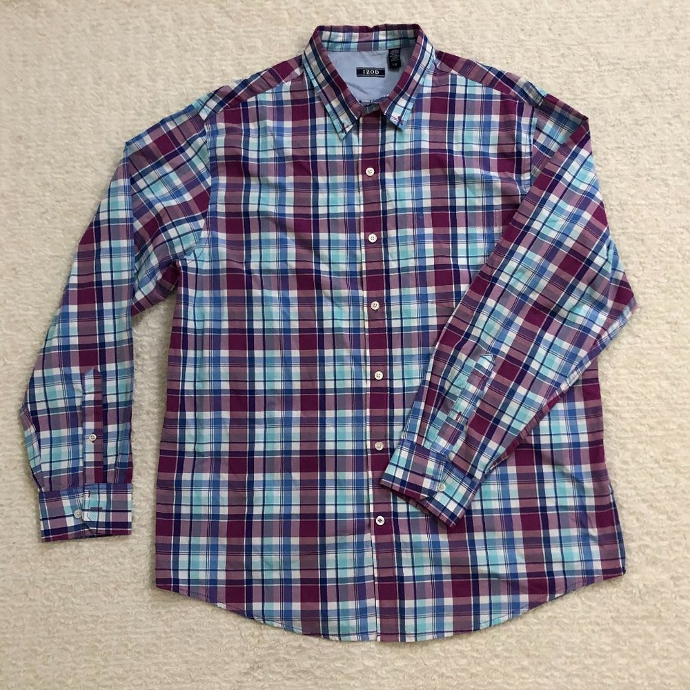 IZOD, Men's, Long Sleeve Sport Shirt, Size L Large